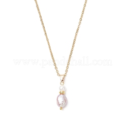 Ожерелье из натурального культивированного пресноводного жемчуга в форме картофеля с ракушечным жемчугом NJEW-JN05684