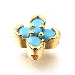 Латунные микро проложить кубического циркония бусы KK-D356-03B-G