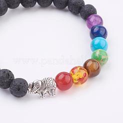 Эластичные браслеты из натурального вулканического камня BJEW-P180-A02