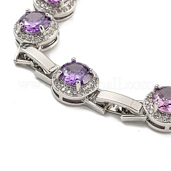 Браслеты-цепочки с плоскими круглыми стеклянными звеньями BJEW-H604-02P-07