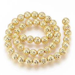 Гальванические бусины из натуральной лавы&nbsp;LS-G-T061-55A-6mm