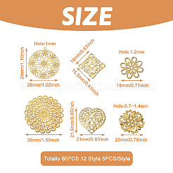 60 шт. 12-х стилевых латунных многорядных звеньев и филигранных соединительных звеньев KK-SW0001-05