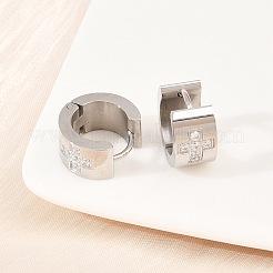 Серьги-кольца из нержавеющей стали 304 с микропаве из прозрачных кубических цирконий&nbsp;EJEW-G457-03P