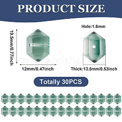 透明なハンドメイドランプワークビーズ30個。  弾丸の形  多面カット  ティール  12x19.5x13.5mm  穴：1.6mm&nbsp;LAMP-TADJ0001-12J