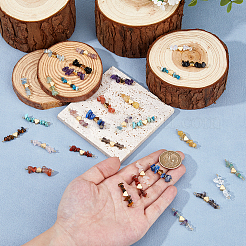 32 Stück 16 Stile natürliche gemischte Edelstein-Chip-Anschluss-Charms&nbsp;PALLOY-FH00095
