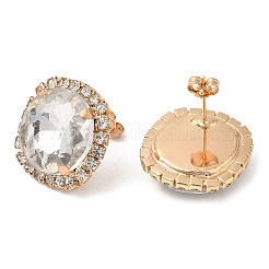 Плоские круглые серьги-гвоздики из прозрачного стекла KK-Q777-32LG