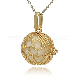 Золотой тон латунь полые круглые подвески&nbsp;KK-J231-07G