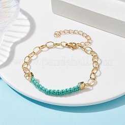 Браслеты с плетеными звеньями из вощеного хлопкового шнура&nbsp;BJEW-JB09963-02