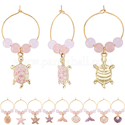 20 шт. 10 стиля подвески для бокалов из сплава и эмали с изображением океана&nbsp;AJEW-SC00056