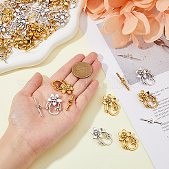 40 шт. 2-х цветные застежки-тогглы из сплава в тибетском стиле FIND-DC0004-34