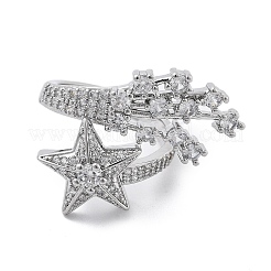 Открытые манжеты из латуни с микропаве и прозрачным цирконием для женщин RJEW-S402-06P