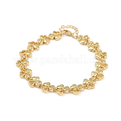 Латунные браслеты с микропаве из прозрачных кубических цирконий для женщин BJEW-F504-14G