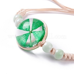 Bracciale a maglia a fiore pressato a secco fatto a mano per donna ragazza&nbsp;BJEW-C004-01E