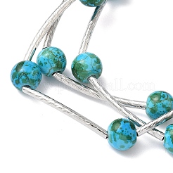 Многорядные браслеты из круглых бусин синтетической бирюзы для женщин&nbsp;BJEW-JB12335-02