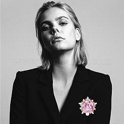 Тканевая роза с брошью из хрусталя и страз&nbsp;JEWB-WH0028-13LG