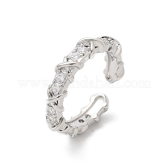 Открытые манжеты из латуни с микропаве и прозрачным фианитом RJEW-G336-03P