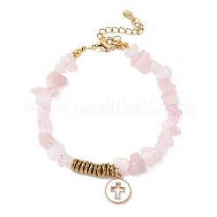 Браслеты из бусин с натуральным розовым кварцем и гальванизированным немагнитным синтетическим гематитом&nbsp;BJEW-JB12342-02