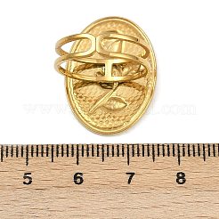 Кольца для женщин из нержавеющей стали 304 с эмалевым покрытием в форме овала с розовым узором RJEW-G355-10G-02