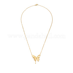 女性用304ステンレスペンダントネックレス  18KGP本金メッキ  蝶  17.72インチ（45cm）  ペンダント：32.3x30.8mm&nbsp;WG6AE64-01