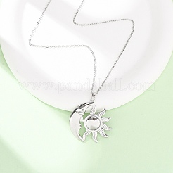 Colliers à pendentif soleil et lune en acier inoxydable 304&nbsp;NJEW-K308-04D-P