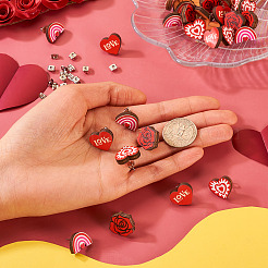 40 шт. 4 стильных серьги-гвоздики из натурального дерева на тему Дня святого Валентина&nbsp;EJEW-TA0001-27