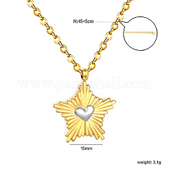 Collane con ciondolo a stella e cuore in acciaio inossidabile 304 bicolore per donna&nbsp;WG2BCC9-01