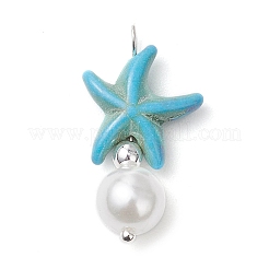 Подвески из искусственного жемчуга и окрашенной синтетической бирюзы в виде морской звезды&nbsp;PALLOY-JF03794