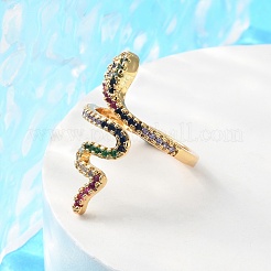 Латунные микро проложить манжеты кольца кубического циркония RJEW-S044-049