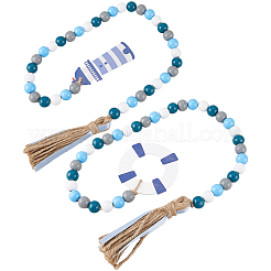 2 pièce de 2 styles de décorations suspendues en perles de bois&nbsp;HJEW-GF0001-56B