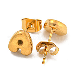 Pendientes de botón de acero inoxidable 304 con letras grandes para mujer&nbsp;EJEW-G386-01A-G