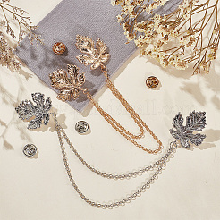 2шт 2 цвета двойной кленовый лист висит цепочка брошь JEWB-GO0001-03