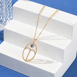 304 нержавеющая сталь кубический цирконий двенадцать созвездий рун кулон кабель цепь ожерелья для женщин NJEW-B121-02G-01