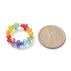 Anello da dito con perline intrecciate in vetro&nbsp;RJEW-JR00568