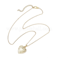 Латунный цветок сердце медальон кулон кабель цепь ожерелья для женщин&nbsp;NJEW-JN05235