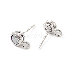 Латунные серьги-гвоздики из циркония&nbsp;ZIRC-P105-02P-05