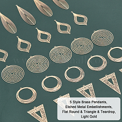 30pcs 5 pendentifs en laiton de style&nbsp;KKC-CA0001-09