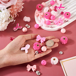 48 шт. набор украшений для самостоятельной сборки на тему осведомленности о раке груди&nbsp;DIY-TA0013-60