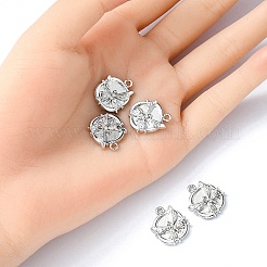 合金クリスタルラインストーンペンダント  バタフライチャーム付きフラットラウンド  プラチナ  17.5x15x3mm  穴：1.6mm&nbsp;FIND-YW0001-89