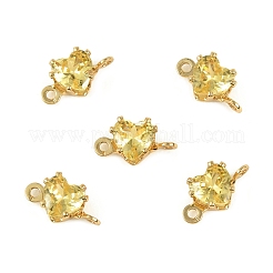 Подвески-сердечки с кубическим цирконием из латуни&nbsp;KK-P347-02G