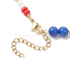 Bracelets de perles rondes et de perles de rocaille en verre en jade jaune teinté naturel pour le jour de l'indépendance&nbsp;BJEW-MZ00180-03