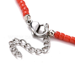 7 шт. 7 цвета чакра ювелирные изделия стеклянные ожерелья из бисера набор NJEW-JN03803