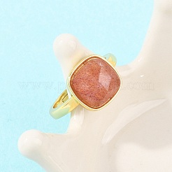 Bagues en quartz fraise naturel avec accessoires en laiton&nbsp;G-H353-04G-05