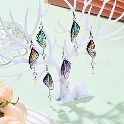 Boucles d'oreilles pendantes en laiton avec ailes&nbsp;EJEW-YW00009-01