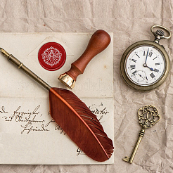 Латунная восковая печать штамп с ручкой AJEW-WH0184-0469