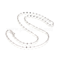 Anlaufschutz-Halsketten aus rhodiniertem Sterlingsilber mit 925 Glieder&nbsp;STER-L059-09P