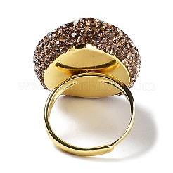 Каплевидное регулируемое кольцо из натурального окрашенного нефрита со стразами&nbsp;RJEW-E052-02G-02