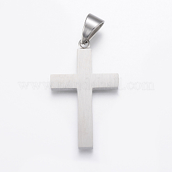 304ステンレススチールの名言ペンダント  単語と交差  ミックスカラー  47x28x4mm  穴：8x11mm&nbsp;STAS-F157-02