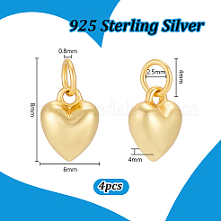 4 Stück 925 Herzanhänger aus Sterlingsilber&nbsp;STER-PH0005-05