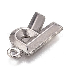 変色しにくい304ステンレススチールペンダント  アルファベット  文字.r  16x9x2mm  穴：1.4mm&nbsp;STAS-H119-01P-R