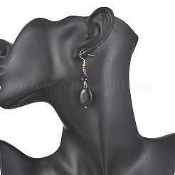 Овальные серьги-подвески из синтетического авантюрина&nbsp;EJEW-JE06601-02